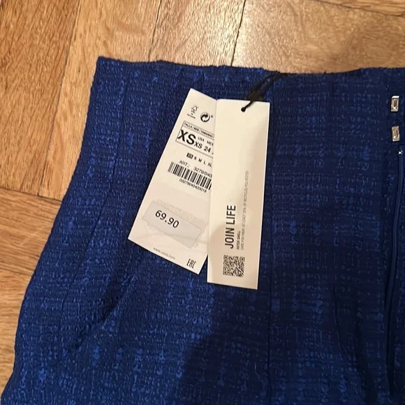 Zara Blue Textured Pants - Picture 2 of 2